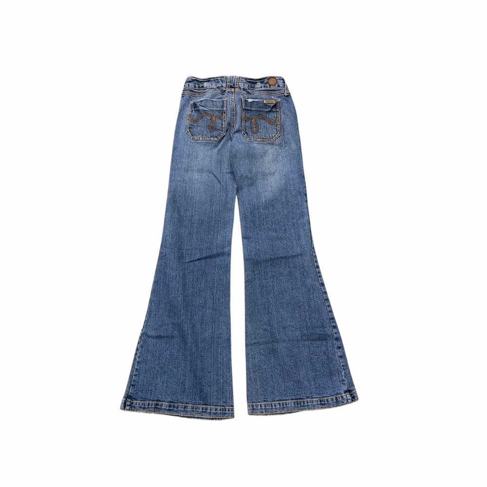 H&G Y2K Low Rise Flare Jeans Contrast Stitch Embroidered Pockets XS